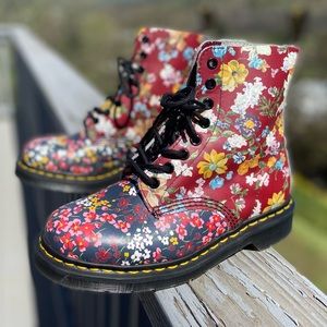Red and blue 1460 Floral Dr Martens